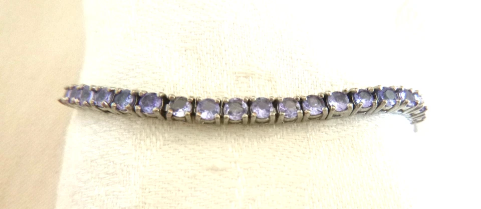 全新 坦桑石 网球手链 Lariat Style Fit 7-9" 1.6 克拉 925 纯银 — 第 1/3 张图片