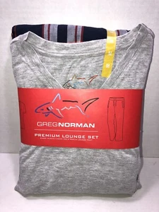 Greg Norman Premium Lounge Set Gray V~neck Top Blue Plaid Pants Men's Size M - Picture 1 of 3