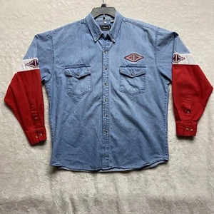 Vintage Roper Button Down Hemd Herren Gr. 2XL Blau Rot Chambray Azteken Western   - Bild 1 von 19
