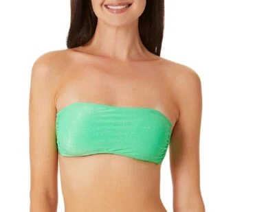 California Waves 306532 Metallic Shine Bandeau Bikini Top Green Size Large - Image 1 of 3