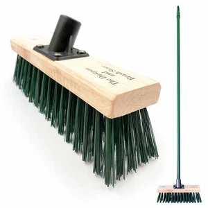 Heavy Duty Stiff Outdoor Yard Broom 11" Sweeping Brush with Metal Handle - Picture 1 of 5