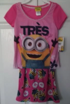 GIRLS' MINIONS "TRES CUTE" SHORT SLEEVE 2-PIECE PJs PAJAMAS - SIZE 4 - NWT - Image 1 of 4