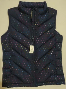 PUFFER VEST GAP KIDS SIZE XL 12 SNOW BLACK RAINBOW DOTS NWT SKI NEW JUNIORS  - Picture 1 of 6