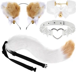 Cat Ears and Tail Set - Wolf Fox Animal Cosplay Costume Kit with Headband, Furry - Picture 1 of 12
