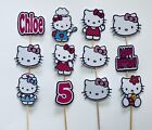 HELLO KITTY INSPIRED CUPCAKE TOPPER'S X 12 PERSONALISED any Name Any Age