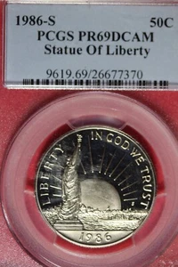 1986 S PCGS PR69DCAM STATUE OF LIBERTY HALF DOLLAR #B49123 - Picture 1 of 2