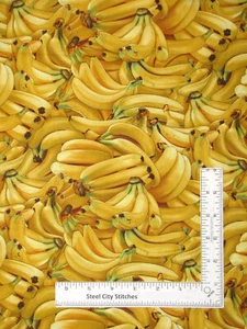 Yellow Banana Fruit  Fabric Food Festival Cotton #461 Elizabeths Studio Yard - Picture 1 of 1