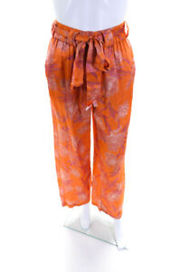 Alexis Womens Silk Floral Print Belted Pants Orange Purple Size Extra Small