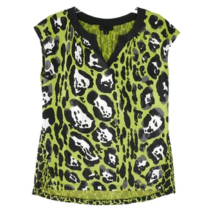 Worthington Top Womens Size M Green Animal Print Cap Sleeves Pullover - Picture 1 of 11
