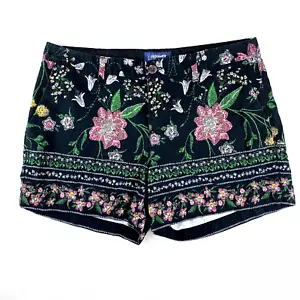 Pantalones cortos antiguos marinos para mujer 10 negros cintura media florales cotidianos bolsillos chinos algodón - Imagen 1 de 7