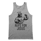 Reps Jesus Working Out  Work Out  Mma  Lifting  Gym Gray Tank Top