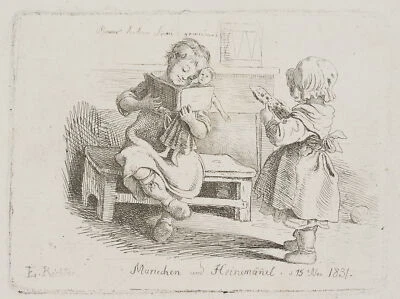 L. RICHTER (1803-1884), Mariechen und Heinemännel,  1831, Radierung Romantik - Bild 1 von 4