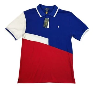 Polo Ralph Lauren Shirt Youth XL Colorblock Red Blue White Classic Logo New - Picture 1 of 12