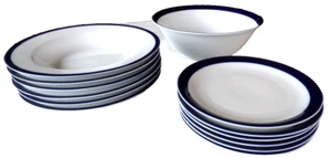 13 tlg. Tafelgeschirr Porzellan Kobalt blauer Rand #369-5 - Bild 1 von 17