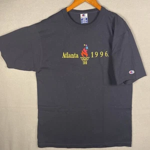 Olympics 90s Champion T-Shirt Herren Large blau bestickt "96 Atlanta Made USA - Bild 1 von 8