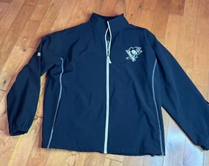 2XL majestic polyester full zip Pittsburg Penguins black jacket.  - Picture 1 of 7