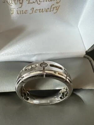 Anillo de compromiso de alianza de boda de oro blanco con diamantes para hombre Foto 1 de 4
