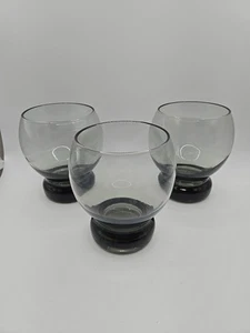 Midcentury Mod Rolypoly Retro Negro Pedestal Ahumado Globo Antiguo 3 Piezas - Imagen 1 de 4