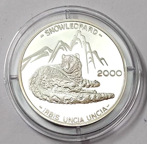 RAR Afghanistan 500 Afghanis 2000 PP Silber 999 Ø35mm Schneeleopard WWF - Bild 1 von 2