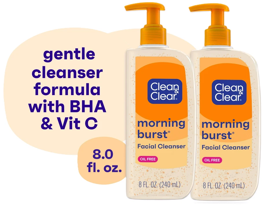 Jabón facial diario suave sin aceite para acné 2 piezas Clean & Clear Morning Burst, 8 fl. Oz Foto 1 de 1
