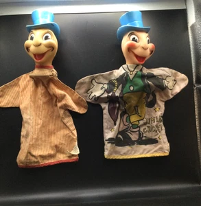 VINTAGE DISNEY LOT OF TWO JIMINY CRICKET HAND PUPPETS BY GUND - Picture 1 of 13