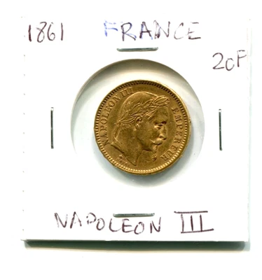 ЗОЛОТАЯ ФРАНЦИЯ 1861 20 ФРАНКОВ НАПОЛЕОН III ОРИГИНАЛ!! - Изображение 1 из 2
