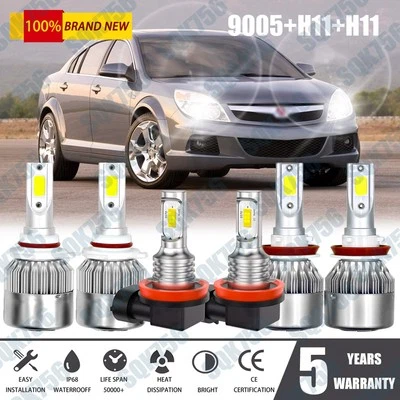 Kit de lâmpadas de neblina 6000K para faróis de LED Saturn Aura 2007-2009 feixe alto baixo - Imagem 1 de 4