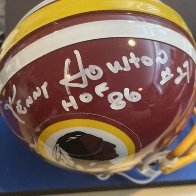Mini capacete Kenny Houston #27 HOF 86 autografado Redskins certificado JSA 86 - Imagem 1 de 4