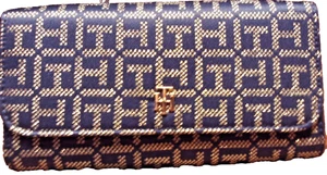 Tommy Hilfiger Damen TH Signature Geldbörse Schwarz-Gold Logo-Karten/Bargeld 1012 - Bild 1 von 4