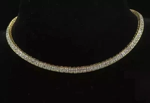 22Ct Princess Cut Lab-Created Diamond Tennis Necklace 14K Yellow Gold Plated 18" - Picture 1 of 4