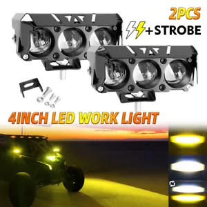 4inch LED Work Light Amber White Cube Pods Spot Flood Driving Fog Lamp Offroad - Picture 1 of 26