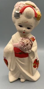 Geisha Girl Doll Figure White Painted Matte Bisque  7.5” - Picture 1 of 5