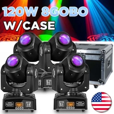 4X120W LED Moving Head Light RGBW Gobo Beam Stage DJ Disco DMX Spot Light W/Case - Image 1 of 4
