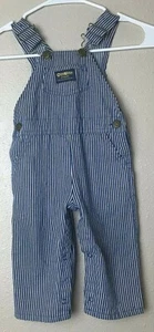 OshKosh B'Gosh Jungen 18 Monate Vestbak Eisenbahn Straße gestreifter Overall Vintage USA - Bild 1 von 5