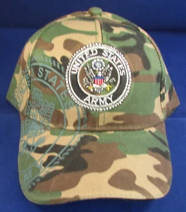 US Army Ball Cap With Embroidered Logo - Woodland Camo - Picture 1 of 3