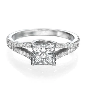 1 1/2 Carat Amazing Princess Cut Diamond Engagement Ring F/SI1 950 Platinum - Picture 1 of 7