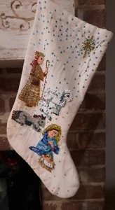 Nativity Scene Beaded Christmas Stocking - Picture 1 of 9