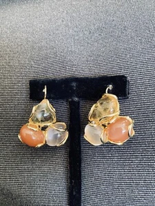 silber ohringe 925 Vergoldet 18k Gelb Gold Mit Edel Steinen, Italy - Bild 1 von 7