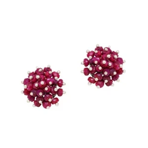 Gehna Jaipur Ruby Gemstone Faceted Bead Earrings For Girls & Women ES-1764 - Picture 1 of 4
