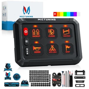 MICTUNING P1S RGB 6 Gang Switch Panel LED Toggle Momentary Strobe Pulsed Switch - Picture 1 of 23