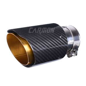 Golden Inner Pipe Glossy Black Carbon Fiber Exhaust tip Tail Pipe Muffler Tips