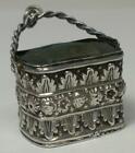 Antique Solid Silver Chatelain Basket Pin Cushion – c1900