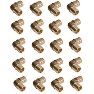 Bag of (20) 1-1/4" x 1-1/4" PEXworx Brass Pex Crimp Elbow - Picture 1 of 2