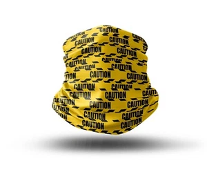 Washable Fabric Face Cover Neck Gaiter Caution Sign Line Design Print EU Made - Picture 1 of 6