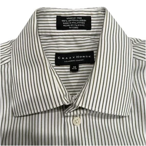 Crazy Horse Claiborne Button Up Long Sleeve Size 16 32-33 Pinstripes - Picture 1 of 8