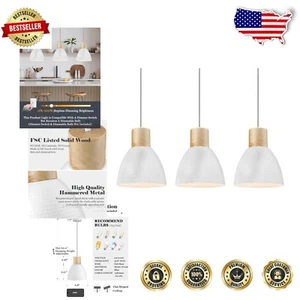 Versatile 3 Pack Nordic Pendant Lights - Handmade Hammered Fixtures for Any Room - Picture 1 of 11