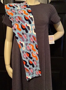 NWT LuLaRoe Outfit TC BIRDS Leggings & M GRAY BLACK STRIPES Carly Top Dress - Picture 1 of 7