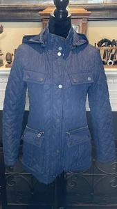 Women’s Blue Tommy Hilfiger Quilted Puffer Jacket Coat With Zipper Small - Picture 1 of 4
