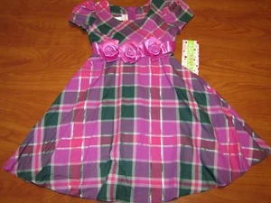 NEW ASHLEY ANN GIRLS PINK PLAID 3D FLOW DRESS SZ 5 6 - Picture 1 of 3