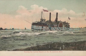 Montreal Quebec PQ Canada- STEAMER IN LACHINE RAPIDS - Postcard Sainte-Catherine - Picture 1 of 2
